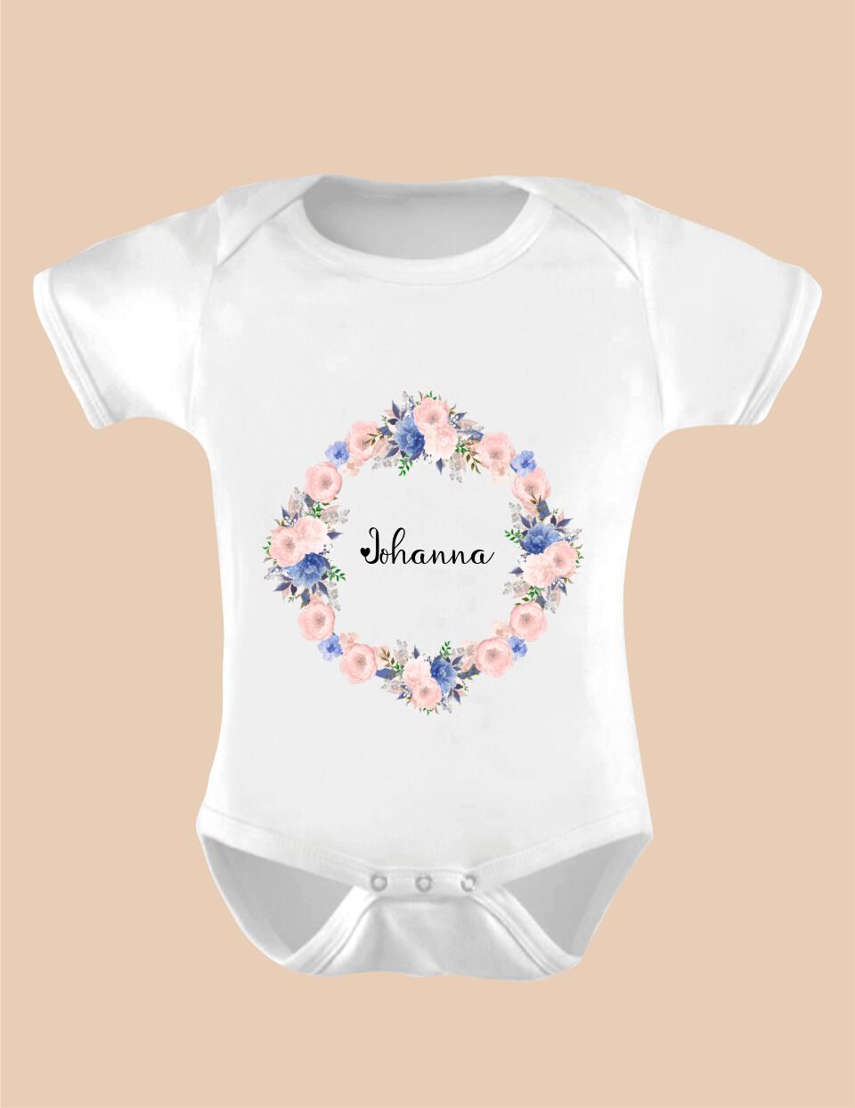 BLUMENKRANZ UND NAMEN - Personalisierbarer Baby-Body