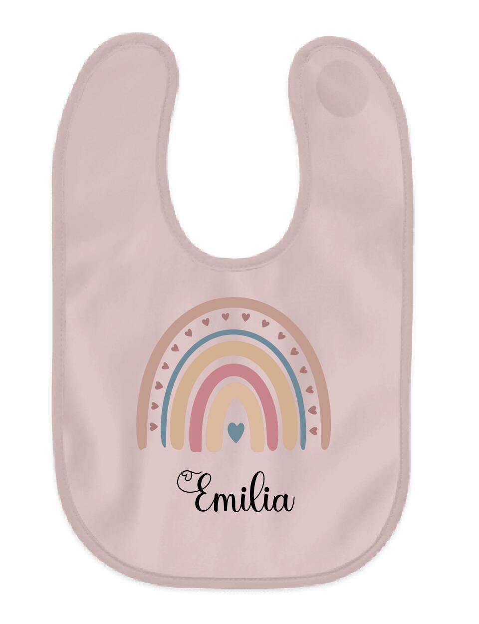 REGENBOGEN UND NAMEN - Personalisierbares Baby-Lätzchen