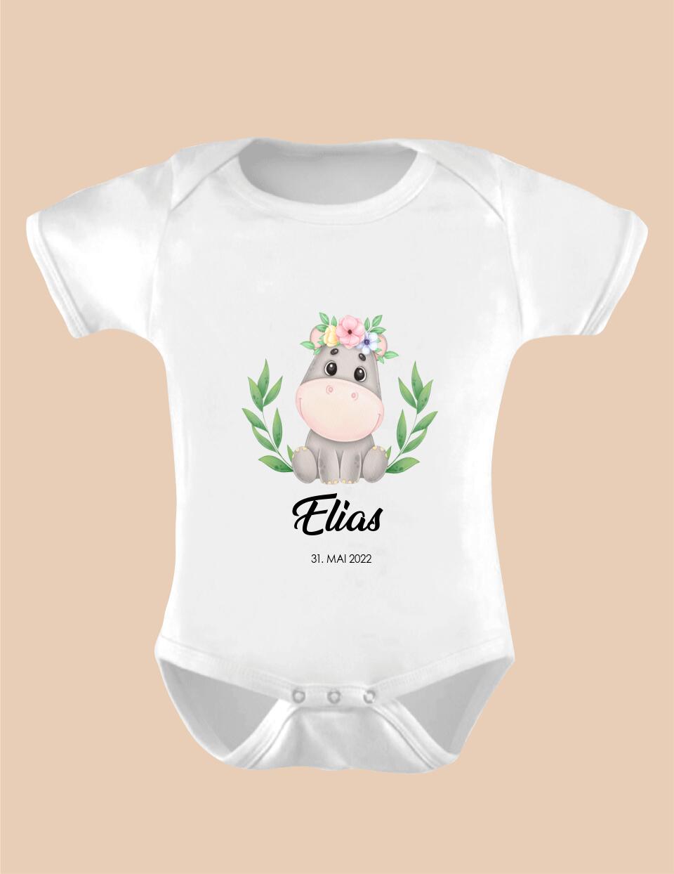 TIER MIT NAME UND GEBURTSDATUM - Personalisierbarer Baby-Body