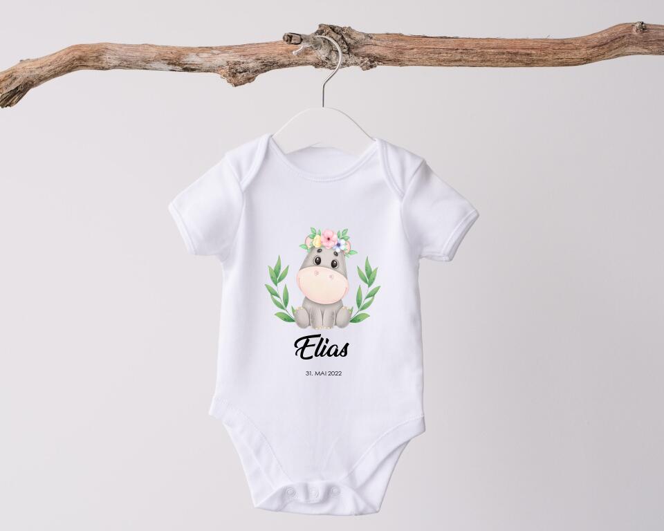 TIER MIT NAME UND GEBURTSDATUM - Personalisierbarer Baby-Body