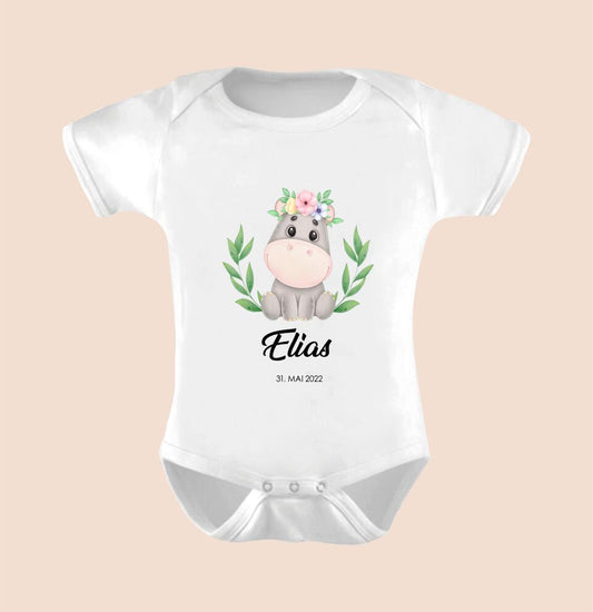 TIER MIT NAME UND GEBURTSDATUM - Personalisierbarer Baby-Body