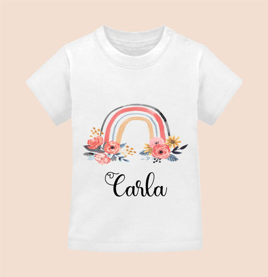 BOHO REGENBOGEN UND NAMEN - Personalisierbares Baby T-Shirt