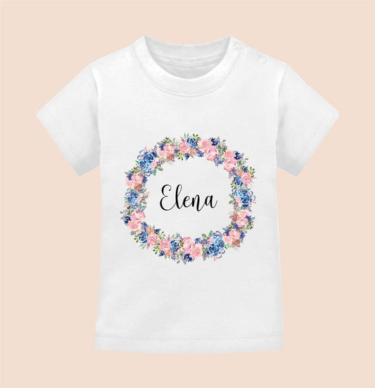 BLUEMNKRANZ UND NAMEN - Personalisierbares Baby T-Shirt