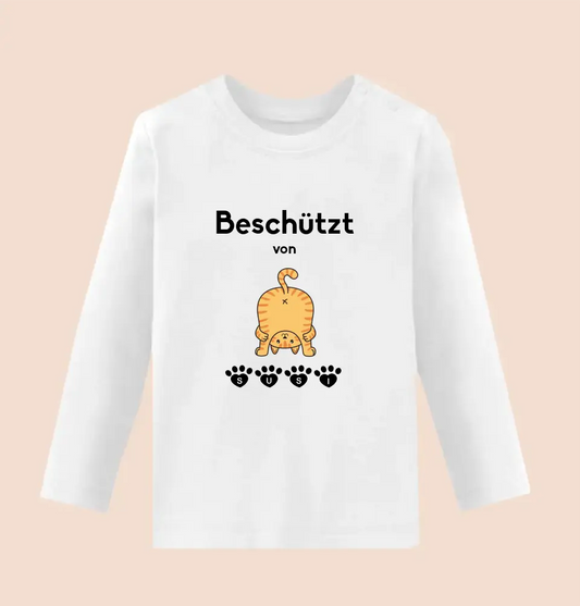 BESCHÜTZT VON KATZE - Personalisierbarer Longsleeve